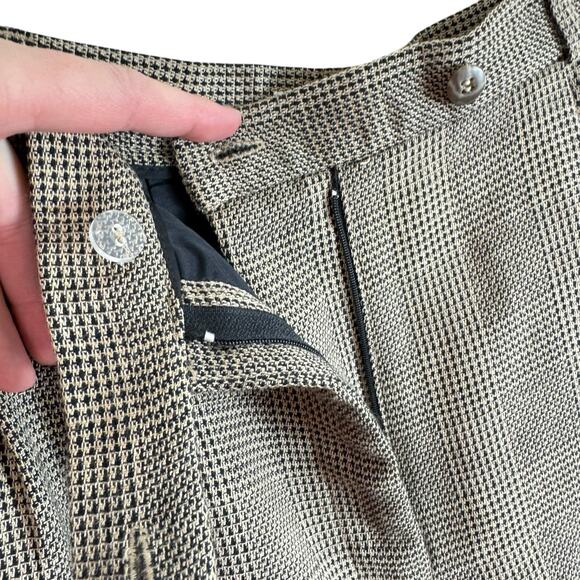 Talbots Vintage Tan Black Mini Checkered Worsted Wool Tweed High Rise Pants 12 - Picture 4 of 7